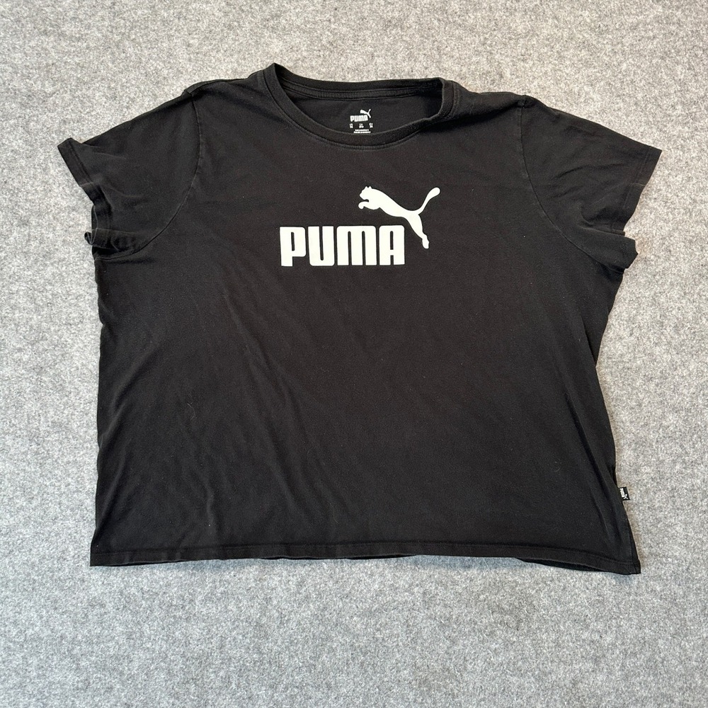 Puma Essentials Logo Graphic T-Shirt 3X Black Cotton Blend Plus Size Tee